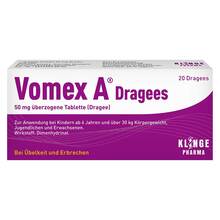 Abbildung: Vomex A Dragees 50 mg überzogene Tabletten 20 St, Überzogene Tabletten PZN 04274616 