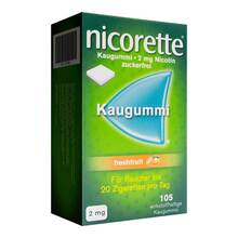 Abbildung: Nicorette Kaugummi 2 mg freshfruit 105 St, Kaugummi PZN 04370248 