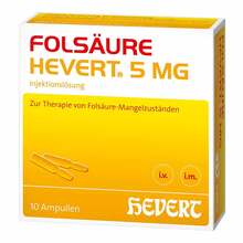 Abbildung: Folsäure Hevert 5 mg Injektionslösung Ampullen 10X2 ml, Ampullen PZN 04375429 