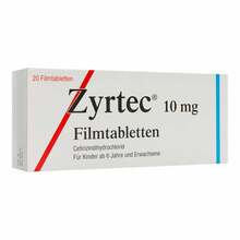 Abbildung: Zyrtec 10 mg Filmtabletten 20 St, Filmtabletten PZN 04394326 