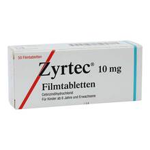 Abbildung: Zyrtec 10 mg Filmtabletten 50 St, Filmtabletten PZN 04394332 