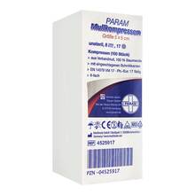 Abbildung: MULLKOMPRESSEN 5x5 cm unsteril 8fach 100 St, Kompressen PZN 04525917 