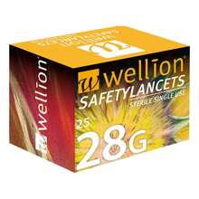Abbildung: Wellion Safetylancets 28 G Sicherheitseinmallanz. 25 St, Lanzetten PZN 04604611 