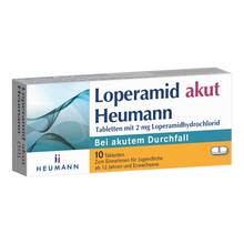 Abbildung: Loperamid akut Heumann Tabletten 10 St, Tabletten PZN 04633535 