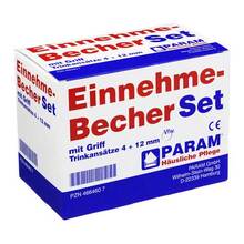 Abbildung: Einnehmebecher Kunststoff mit Griff Set 4 + 12 mm 1 St PZN 04664607 