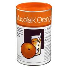 Abbildung: Mucofalk Orange Granulat zur Herstellung einer Suspension zum Einnehmen Dose 150 g, Granulat zur Herstellung einer Suspension zum Einnehmen PZN 04684981 