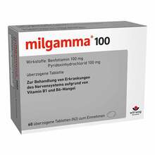 Abbildung: Milgamma 100 mg überzogene Tabletten 60 St, Überzogene Tabletten PZN 04847302 