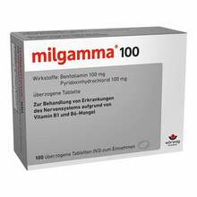 Abbildung: Milgamma 100 mg überzogene Tabletten 100 St, Überzogene Tabletten PZN 04847319 