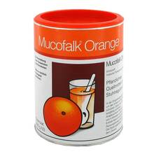 Abbildung: Mucofalk Orange Granulat zur Herstellung einer Suspension zum Einnehmen Dose 300 g, Granulat zur Herstellung einer Suspension zum Einnehmen PZN 04891875 