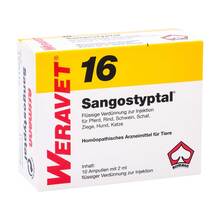 Abbildung: Sangostyptal 16 Ampullen vet. (für Tiere) 10X2 ml, Ampullen PZN 04902573 