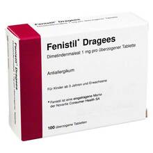 Abbildung: Fenistil Dragees 100 St, Überzogene Tabletten PZN 04959610 