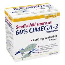 Abbildung: Seefischöl Supra mit 60% Omega-3-Fetts.WeichKapseln  100 St, Kapseln PZN 04999408 
