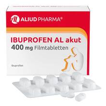 Abbildung: Ibuprofen AL akut 400 mg Filmtabletten 20 St, Filmtabletten PZN 05020875 