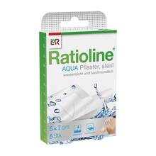 Abbildung: RATIOLINE aqua Duschpflaster Plus 5x7 cm steril 5 St, Pflaster PZN 05484391 