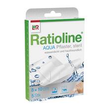 Abbildung: RATIOLINE aqua Duschpflaster Plus 8x10 cm steril 5 St, Pflaster PZN 05484416 