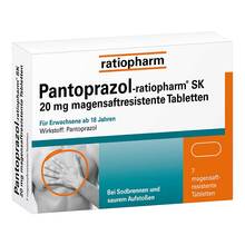 Abbildung: Pantoprazol-ratiopharm SK 20 mg magensaftresistent Tabletten  7 St, Tabletten magensaftresistent PZN 05520833 
