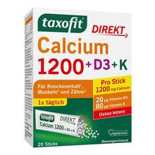 Abbildung: Taxofit Calcium 1200 + D3+K Direkt Sticks 20 St, Granulat PZN 05541232 