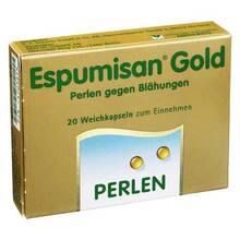 Abbildung: Espumisan Gold Perlen gegen Blähungen 20 St, Weichkapseln PZN 05703858 
