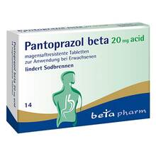 Abbildung: Pantoprazol beta 20 mg acid magensaftresistent Tabletten 14 St, Tabletten magensaftresistent PZN 05731518 