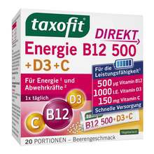 Abbildung: Taxofit Energie B12 500 + D3+C Direkt Granulat 20 St, Granulat PZN 05852334 