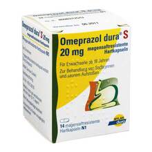Abbildung: Omeprazol dura S 20 mg magensaftresistent Hartkapseln 14 St, Magensaftresistente Hartkapseln PZN 06100197 