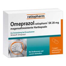 Abbildung: Omeprazol-ratiopharm SK 20 mg magensaftresistent Hartkapseln  7 St, Kapseln magensaftresistent PZN 06113337 