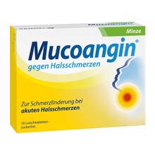 Abbildung: Mucoangin Minze 20 mg Lutschtabletten 18 St, Lutschtabletten PZN 06129947 