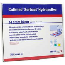 Abbildung: CUTIMED Sorbact Hydroactive Kompressen 14x14 cm 10 St, Kompressen PZN 06148086 