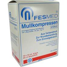Abbildung: Mullkompressen ES 10x10 cm steril 8fach 25X2 St, Kompressen PZN 06192093 
