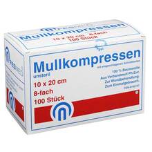 Abbildung: Mullkompressen ES 10x20 cm unsteril 8fach 100 St, Kompressen PZN 06192147 