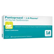 Abbildung: Pantoprazol-1A Pharma 20mg bei Sodbrennen magensaftresistent Tab. 14 St, Tabletten magensaftresistent PZN 06486311 