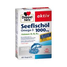 Abbildung: Doppelherz Seefischöl Omega-3 1.000 mg + Fols.Kapseln  60 St, Kapseln PZN 06583675 