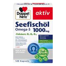 Abbildung: Doppelherz Seefischöl Omega-3 1.000 mg + Fols.Kapseln  120 St, Kapseln PZN 06583681 