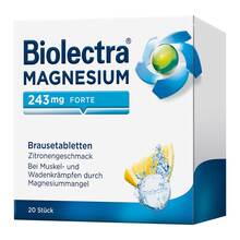 Abbildung: Biolectra Magnesium 243 mg forte Zitrone Brausetabletten  20 St, Brausetabletten PZN 06714522 