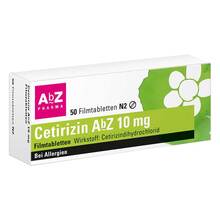 Abbildung: Cetirizin Abz 10 mg Filmtabletten 50 St, Filmtabletten PZN 06716142 