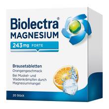 Abbildung: Biolectra Magnesium 243 mg forte Orange Brausetab. 20 St, Brausetabletten PZN 06734832 