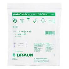 Abbildung: Askina Mullkompressen 10x10 cm steril 5X2 St, Kompressen PZN 06874444 
