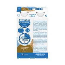 Abbildung: Fresubin 2 kcal Fibre Drink Cappuccino Trinkflasche  4X200 ml, Lösung PZN 06964443 