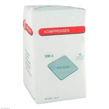 Abbildung: Mullkompressen 10x10 cm unsteril 12fach 100 St, Kompressen PZN 07099332 