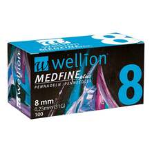 Abbildung: WELLION MEDFINE plus Pen-Nadeln 8 mm 100 St, Kanüle PZN 07105676 