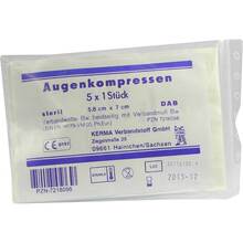 Abbildung: Augenkompressen 5,8x7 cm steril 5X1 St, Kompressen PZN 07218096 