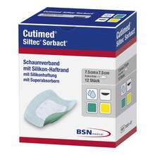Abbildung: Cutimed Siltec Sorbact B PU-Verband 7,5x7,5cm 12 St, Kompressen PZN 07342672 