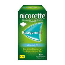 Abbildung: Nicorette Kaugummi 4 mg whitemint 105 St, Kaugummi PZN 07353635 