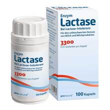 Abbildung: Lactase 3.300 Fcc 200 mg Kapseln 100 St, Kapseln PZN 07354161 
