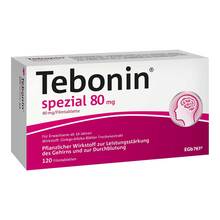 Abbildung: Tebonin spezial 80 mg Filmtabletten 120 St, Filmtabletten PZN 07368364 