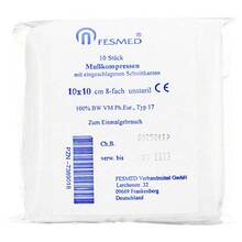 Abbildung: Mullkompressen ES 10x10 cm unsteril 8fach 10 St, Kompressen PZN 07389018 