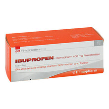 Abbildung: Ibuprofen Hemopharm 400 mg Filmtabletten 50 St, Filmtabletten PZN 07411048 