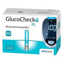 Abbildung: Glucocheck XL Blutzuckerteststreifen 50 St, Teststreifen PZN 07543519 