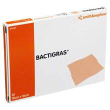 Abbildung: Bactigras antiseptische Paraffingaze 10x10 cm 10 St, Wundgaze PZN 08407379 