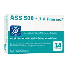 Abbildung: Ass 500-1A Pharma Tabletten 100 St, Tabletten PZN 08612435 